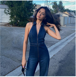 Denim Sleeveless Zipper Jumpsuit Romper