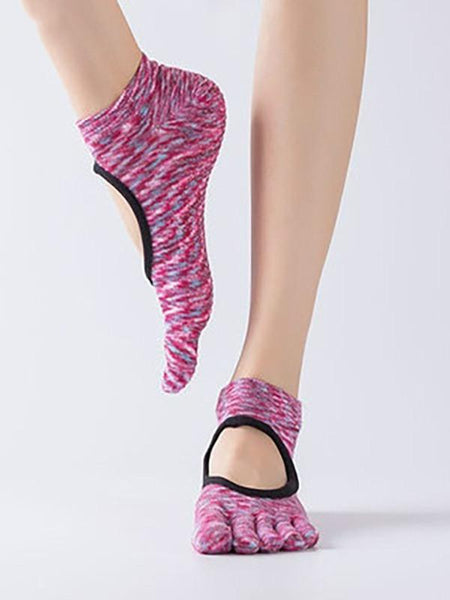 Reallion Women Backless Non-Slip Cotton Massage Sport Yoga Socks Breathable Pilates Fitness Workout Gym Yoga Socks Fingers Socks
