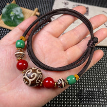 Load image into Gallery viewer, Tibetan pattern beads lanyard clavicle chain with Aka red Xueba glass accessories necklace
