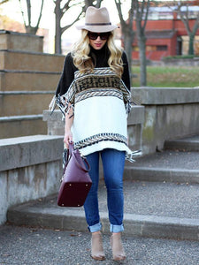 Winter Striped Round Neck Long Sleeves Sweater Tops