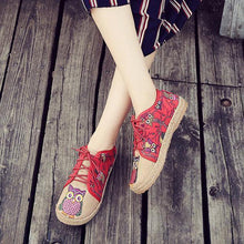 Load image into Gallery viewer, Pattern Owl Cute Colorful Cloth Lace Up Shoes
