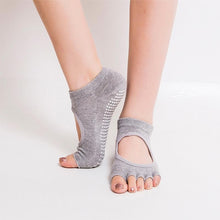 Load image into Gallery viewer, 10 Colors Women Yoga Backless Five Toe Anti-Slip Ankle Grip Socks Dots Pilates Fitness Gym Socks Ladies Sports Socks
