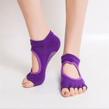 Load image into Gallery viewer, 10 Colors Women Yoga Backless Five Toe Anti-Slip Ankle Grip Socks Dots Pilates Fitness Gym Socks Ladies Sports Socks
