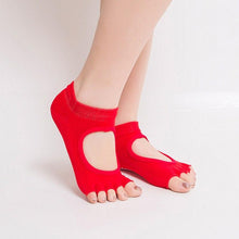 Load image into Gallery viewer, 10 Colors Women Yoga Backless Five Toe Anti-Slip Ankle Grip Socks Dots Pilates Fitness Gym Socks Ladies Sports Socks
