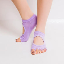 Load image into Gallery viewer, 10 Colors Women Yoga Backless Five Toe Anti-Slip Ankle Grip Socks Dots Pilates Fitness Gym Socks Ladies Sports Socks
