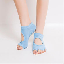 Load image into Gallery viewer, 10 Colors Women Yoga Backless Five Toe Anti-Slip Ankle Grip Socks Dots Pilates Fitness Gym Socks Ladies Sports Socks
