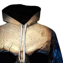 Load image into Gallery viewer, Autumn and winter new 3D Blu-ray skull print men&#39;s sweater fashion hooded long-sleeved European style pullover sweater
