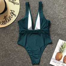 Load image into Gallery viewer, Siamese Swimsuit Solid Color Metal Buckle Sexy Bikini
