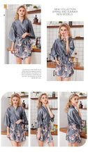 Load image into Gallery viewer, Silk Crane Pajama Girl Summer Mid Sleeve Bride Morning Robe Big Yard Home Robe Bathrobe color34
