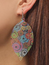 Load image into Gallery viewer, Hollow Leaf Print Metal colorful Earrings
