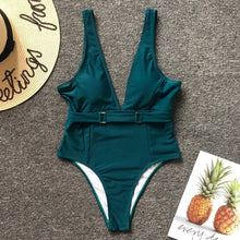 Load image into Gallery viewer, Siamese Swimsuit Solid Color Metal Buckle Sexy Bikini
