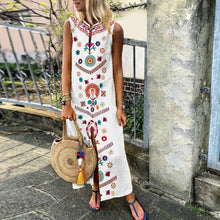 Load image into Gallery viewer, Boho Floral Summer Sleeveless Split Maxi Dress
