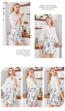 Load image into Gallery viewer, Silk Crane Pajama Girl Summer Mid Sleeve Bride Morning Robe Big Yard Home Robe Bathrobe
