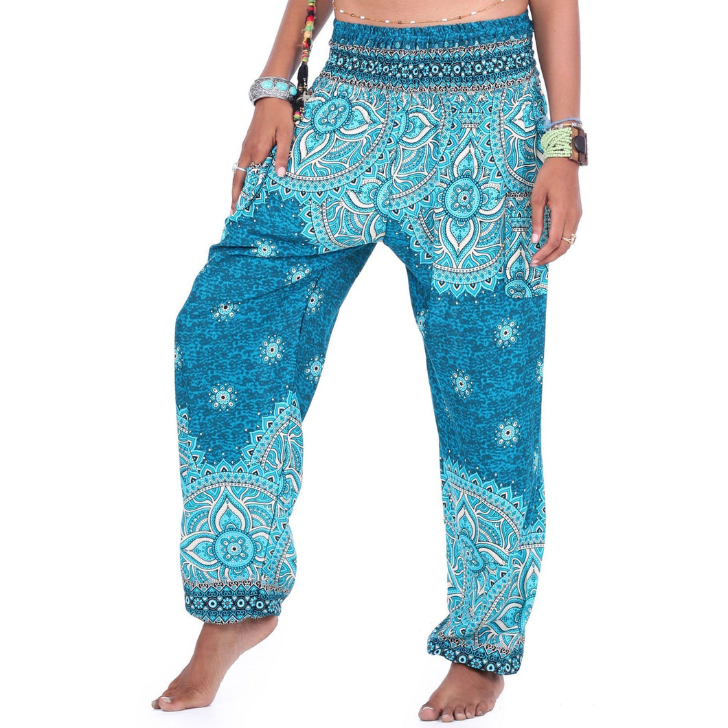 Floral ethnic loose sports and leisure lantern yoga pants