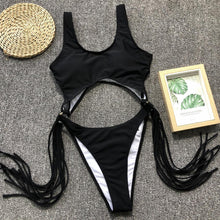 Load image into Gallery viewer, Swimsuit Sexy Openwork Rim Tassel One-Piece Bikini
