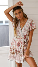 Load image into Gallery viewer, Spring Bohemian Beach Deep V-Neck Large Hem Print Dress
