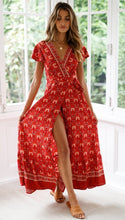 Load image into Gallery viewer, Bohemia Sexy V-neck Printed Beach Maxi Split Dresses
