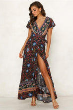 Load image into Gallery viewer, Bohemia V-neck Printed Beach Maxi Split Dresses
