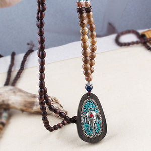 Ethnic retro wooden beads necklace Nepal style handmade creative pendants jewelry accessories