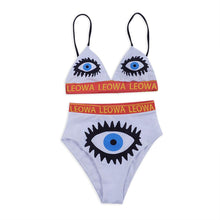 Load image into Gallery viewer, New Split Swimsuit High Waist Feminine Print Eye Bikini
