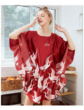 Load image into Gallery viewer, Silk Nightwear Women&#39;s Summer Bats Sleeve Sleeping Skirt Women&#39;s Summer Size Clothing
