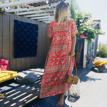 Load image into Gallery viewer, Casual Vintage Print Boho Summer Short Sleeve Plus Size Maxi Dress
