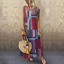 Load image into Gallery viewer, Bohemian Splicing Round Neck Sleeveless Maxi Dresses
