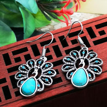 Load image into Gallery viewer, Boho Peacock Stone Pendant Earring Jewelry
