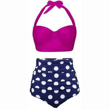 Load image into Gallery viewer, Retro Wave Point High Waist Bikini Print Swimsuit
