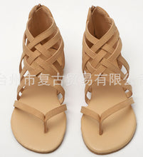 Load image into Gallery viewer, Knitted Toe Roman Sandals Female Summer Flat Large Size Women&#39;s Shoes
