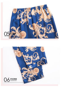 Silk Pajamas Ladies Spring and Summer Dragon Printed Silk Home Dress Three Pack