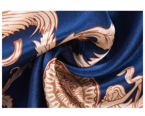 Silk Pajamas Ladies Spring and Summer Dragon Printed Silk Home Dress Three Pack