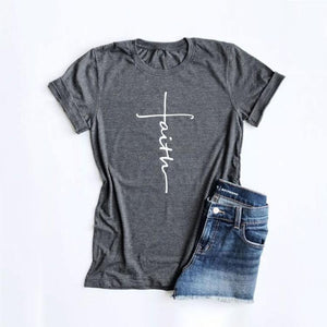 Letter Printed Crew Neck Cotton Short Sleeve T-shirt