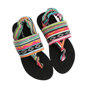 Bohemian Wrapped Flip-Flops Women Slippers Flat-bottomed Fashion Wear Non-slip Beach Shoes