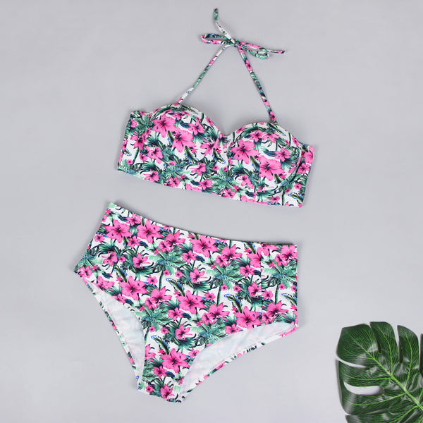 Split printed swimsuit