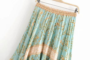 Bohemian Retro Print Big Swing Skirt Beach Skirt