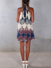 Load image into Gallery viewer, Pretty Fashion Floral-Print Chiffon Sleeveless Lace-up Cross Neck Mini Dress
