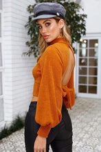 Load image into Gallery viewer, Solid Color Long Sleeve Backless Sweater
