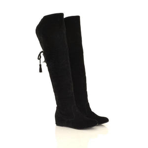 Thick fur snow boots flat Boots over-knee