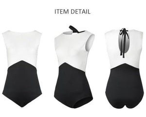 New Solid Color Black and White Stitching Bikini One-piece Triangle Swimsuit