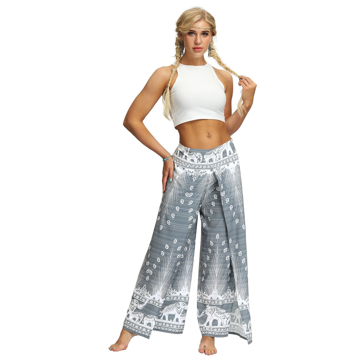 Warm High Waisted Leggings for Women Casual Wide Leg Pants Printed