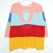 Load image into Gallery viewer, Split knit sweater v-neck knit sweater
