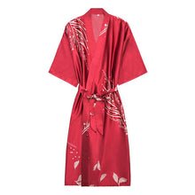 Load image into Gallery viewer, Yaoting silk wedding pajamas ladies spring and summer long bridesmaid red bride morning gown home gown 2
