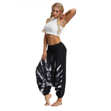 Load image into Gallery viewer, Dyed digital printed women&#39;s sports yoga pants large size loose-fitting lantern dance pants.
