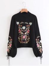 Load image into Gallery viewer, Casual Floral Embroidered Long Lantern Sleeve Women Sweaters
