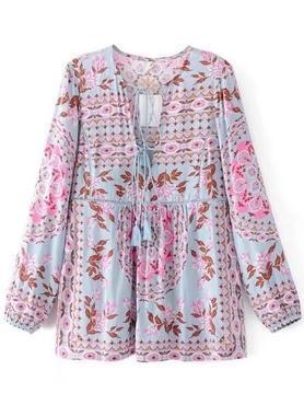 Bohemian long-sleeved lace sunscreen loose blouse