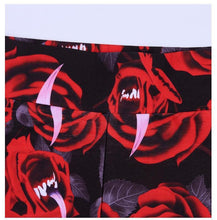 Load image into Gallery viewer, Women&#39;s Dark Gothic Rose Print Knee Cutout Leggings Pants
