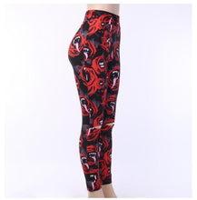 Load image into Gallery viewer, Women&#39;s Dark Gothic Rose Print Knee Cutout Leggings Pants
