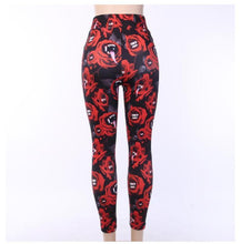 Load image into Gallery viewer, Women&#39;s Dark Gothic Rose Print Knee Cutout Leggings Pants
