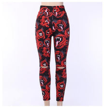 Load image into Gallery viewer, Women&#39;s Dark Gothic Rose Print Knee Cutout Leggings Pants
